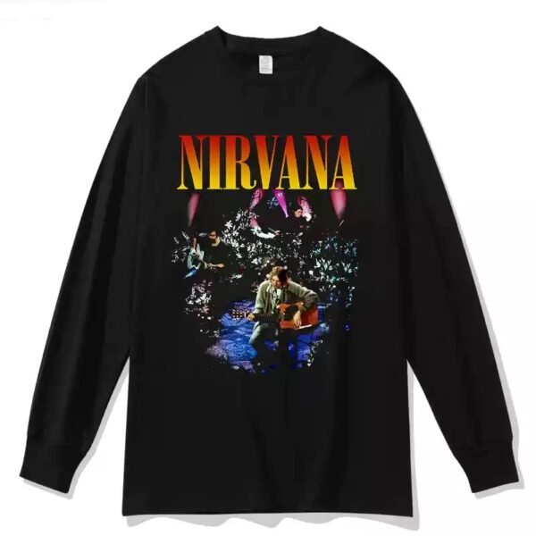 Red Korean Nirvana rock band Nirvana old retro pure cotton long-sleeved