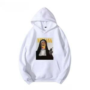 High Street White Nirvana Angel Pattern Cotton Wool Hoodie